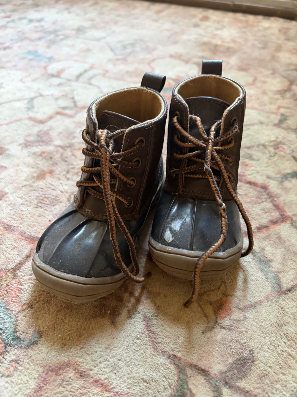 Kids Brown Waterproof Lace-Up Boots